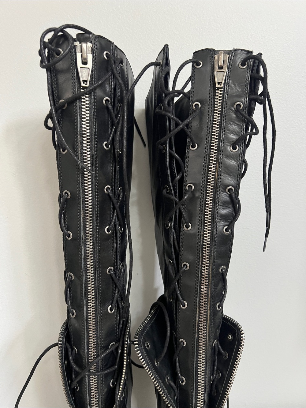 Alexander Wang Black Lace-Up Peep-Toe High Heel Boots - Picture 15 of 15